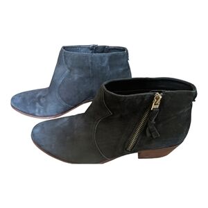 Sam Edelman black/gray suede ankle boots side zipper size 8